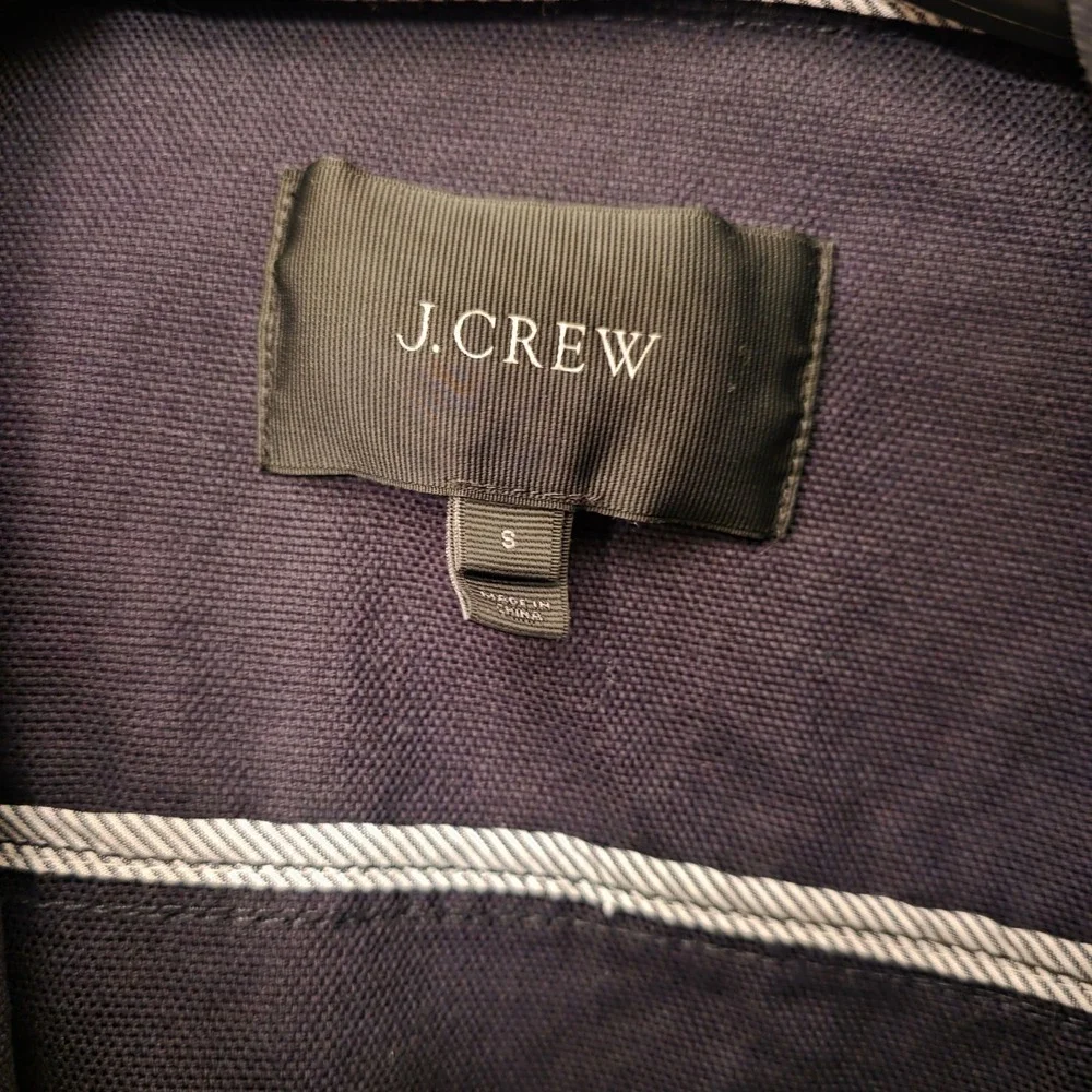 J.Crew Womens Navy Blue Cotton Canvas Hooded Field Parka Waxed Rain Jacket Small